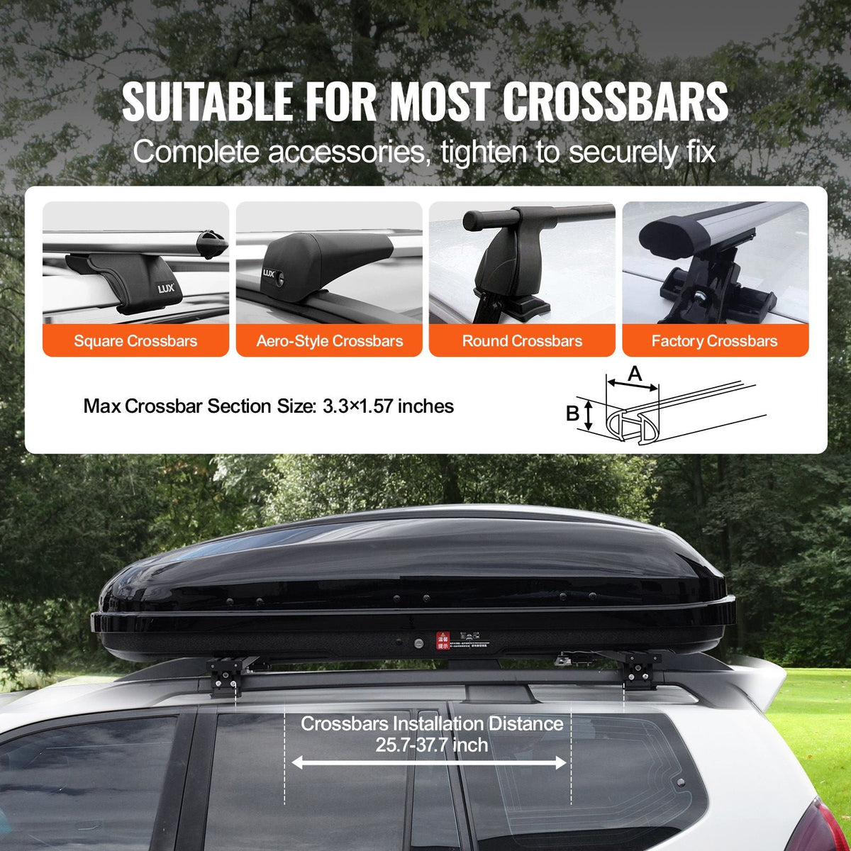 Rooftop Cargo Carrier, 8 Cubic Feet Roof Cargo Box, ABS Hard Shell Roof Box, with Dual-Sided Opening and 2 Reinforced Straps, Aerodynamic, Suitable for most Crossbar, for Car, Wagon, SUV, Black