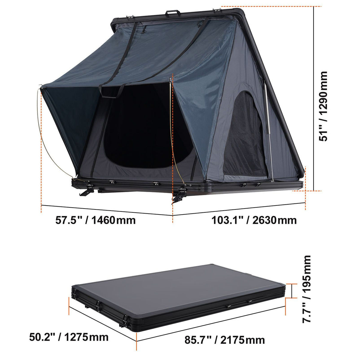 Rooftop Tent Hard Shell, Naturnest Rooftop Tent Hardshell for 2-3 Person, Hard Shell Roof Top Tent with Telescopic Ladder Thick Mattress, Waterproof Windproof for Jeep SUV Van Pickup Truck