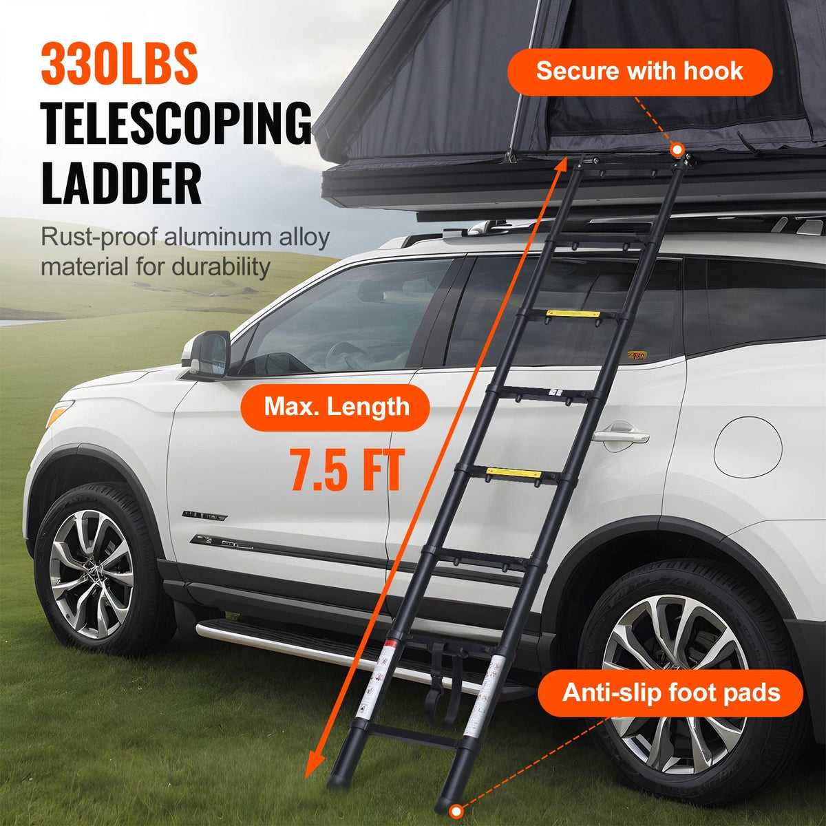 Rooftop Tent Hard Shell, Naturnest Rooftop Tent Hardshell for 2-3 Person, Hard Shell Roof Top Tent with Telescopic Ladder Thick Mattress, Waterproof Windproof for Jeep SUV Van Pickup Truck