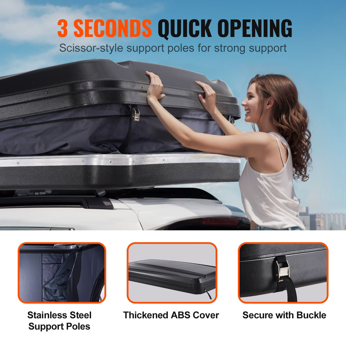 Rooftop Tent Hard Shell, Naturnest Rooftop Tent Hardshell for 2-3 Person, Hard Shell Roof Top Tent with Telescopic Ladder Thick Mattress, Waterproof Windproof for Jeep SUV Van Pickup Truck