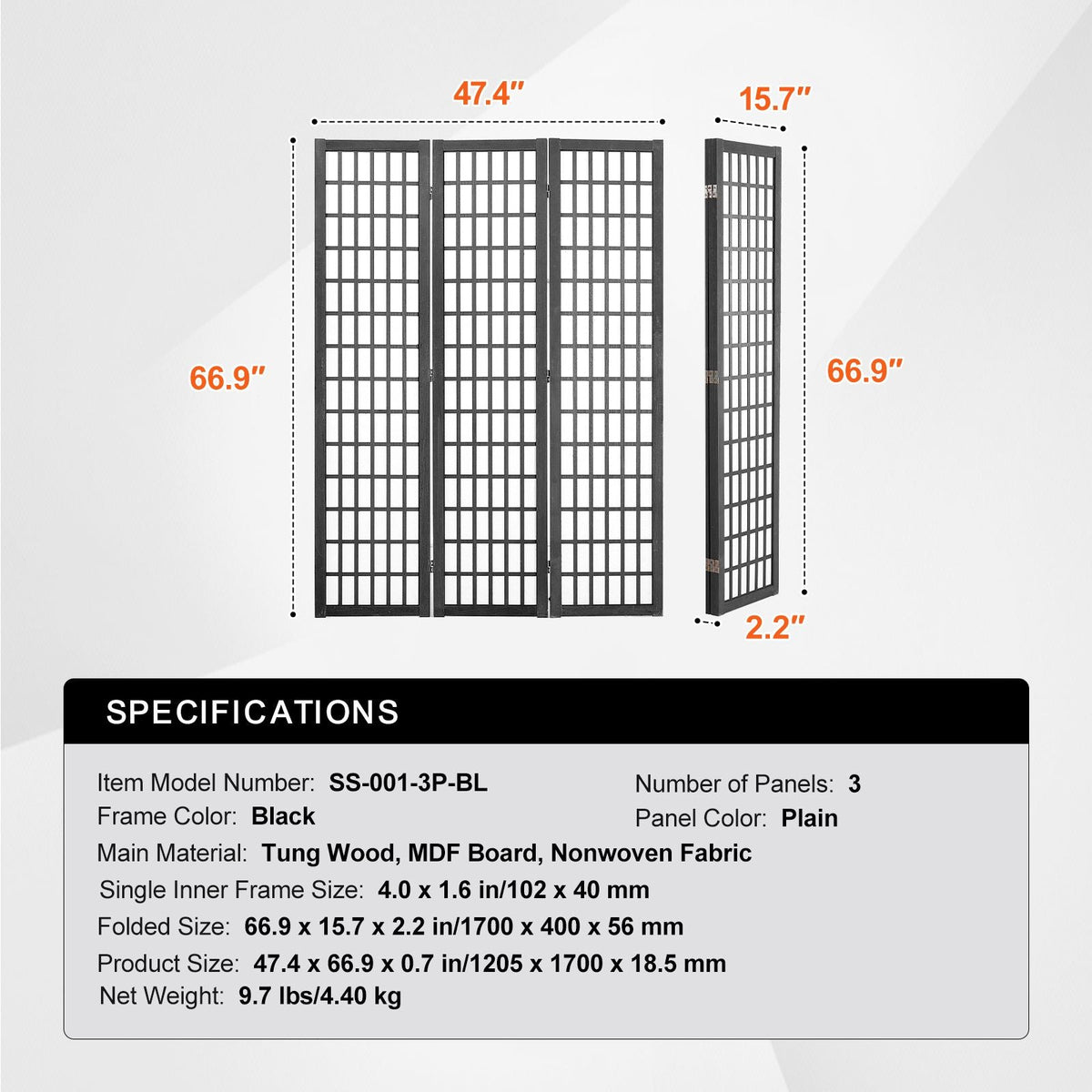 Room Divider, 3 Panel Japanese Room Divider, Wood Folding Privacy Screen Indoor, Japanese Partition Dividers Portable Decoration Screens, for Room Separation Home Office Restaurant & Bedroom