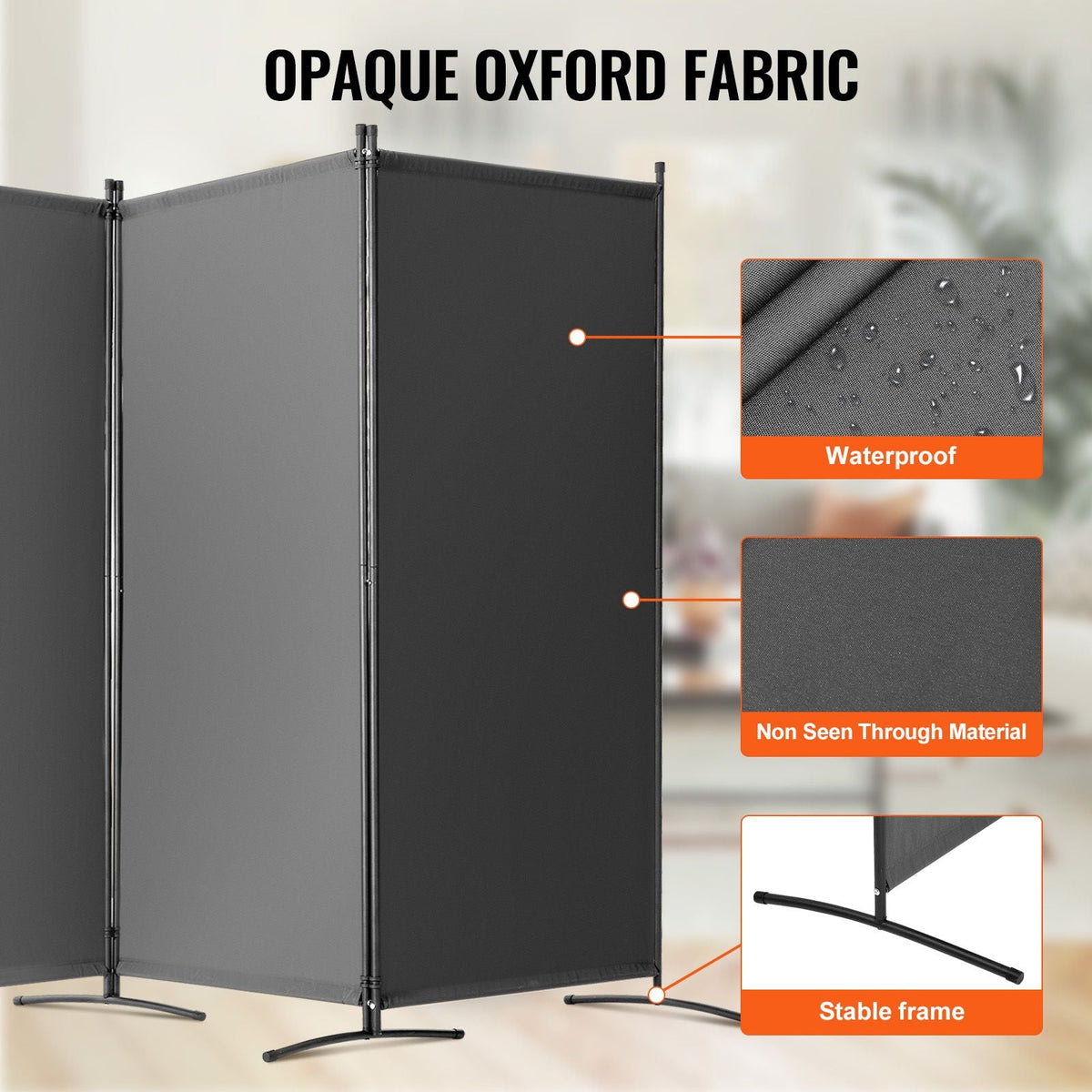 Room Divider, 3 Panel Room Divider, Folding Privacy Screen and Portable Partition Divider for Room Separation, Freestanding Room Partitions for Office, Bedroom, Study, Grey