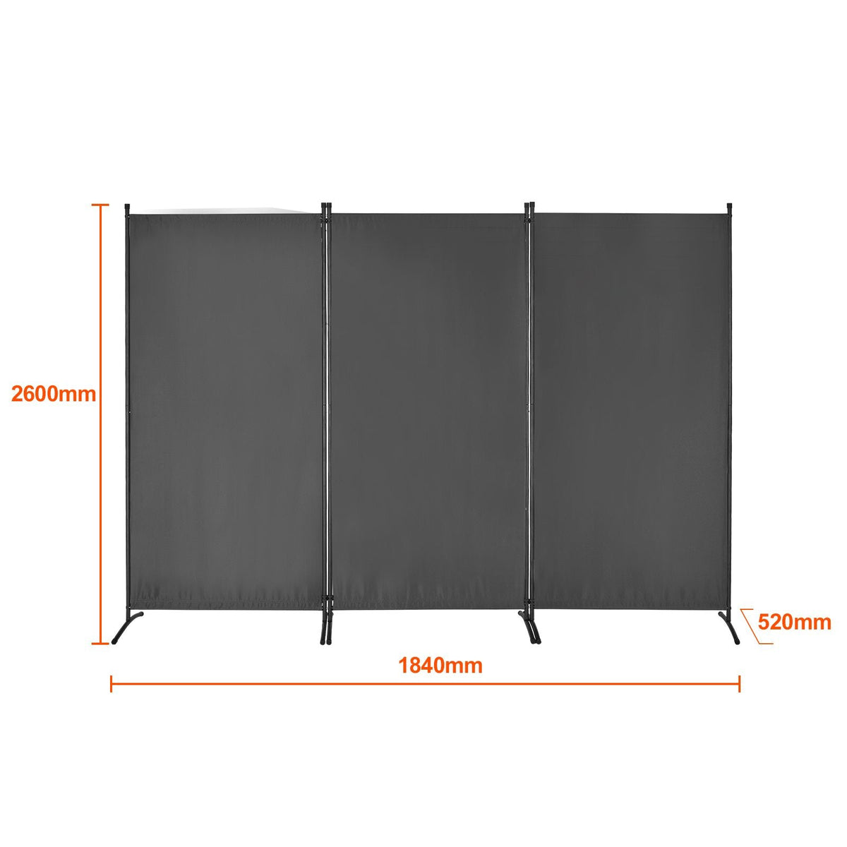 Room Divider, 3 Panel Room Divider, Folding Privacy Screen and Portable Partition Divider for Room Separation, Freestanding Room Partitions for Office, Bedroom, Study, Grey