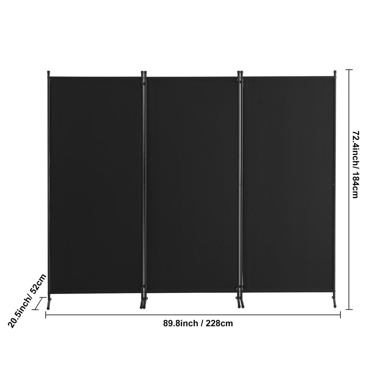 Room Divider, 3 Panel Room Dividers and Folding Privacy Screens, Fabric Partition Room Dividers for Office, Bedroom, Dining Room, Study, Freestanding, Black