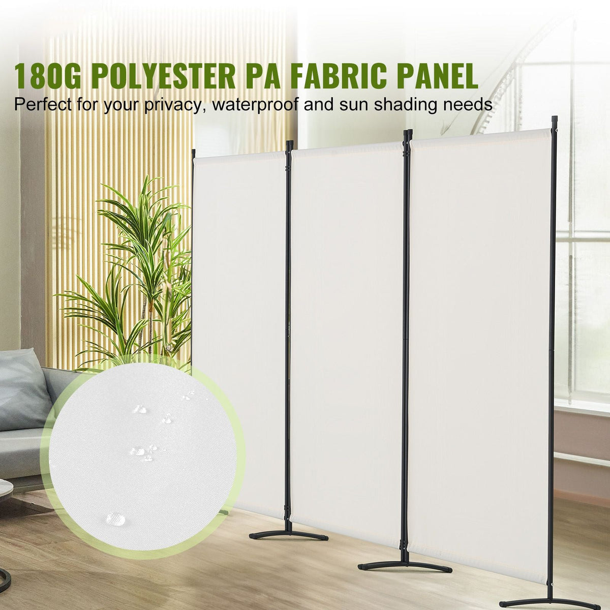Room Divider, 3 Panel Room Dividers and Folding Privacy Screens , Fabric Partition Room Dividers for Office, Bedroom, Dining Room, Study, Freestanding, White