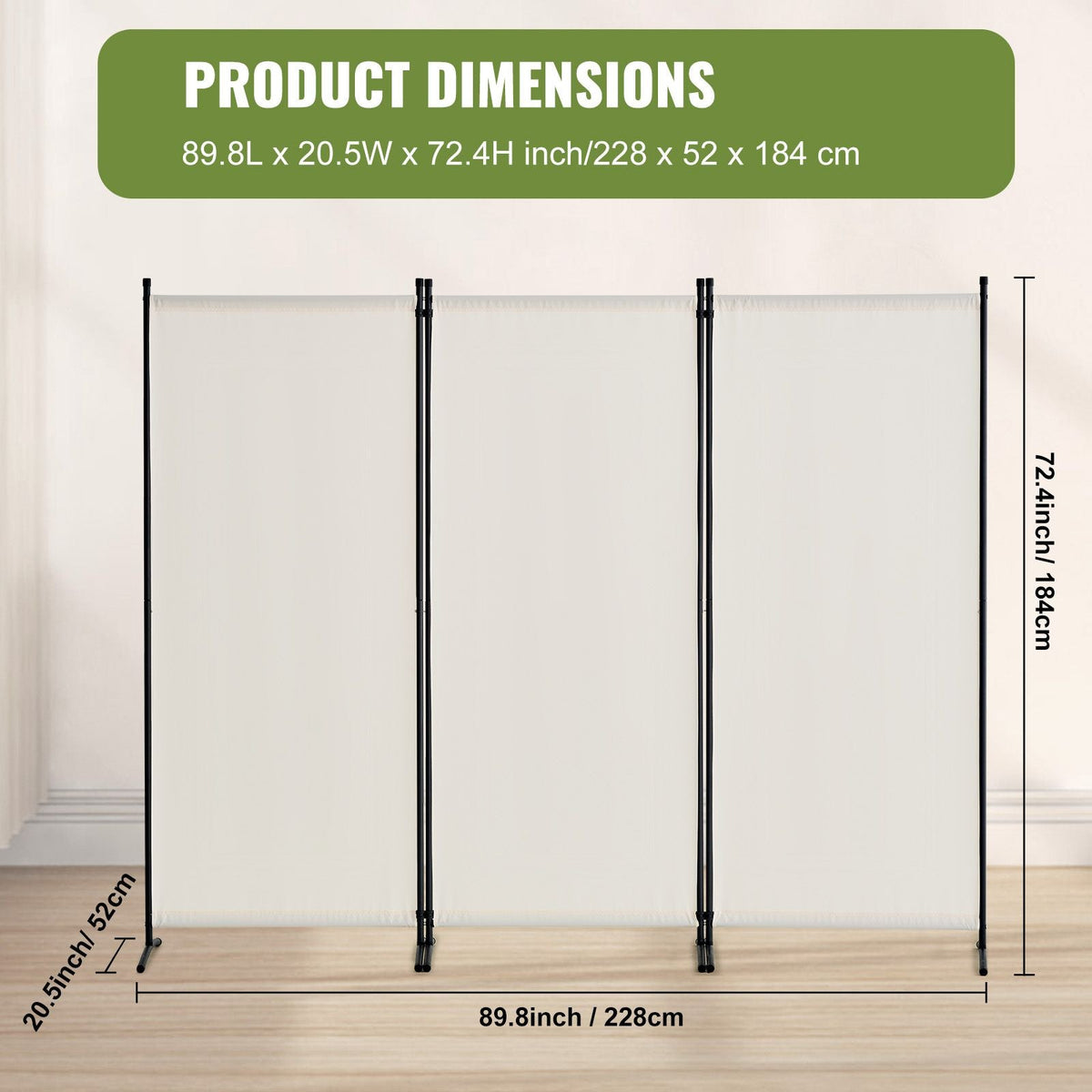 Room Divider, 3 Panel Room Dividers and Folding Privacy Screens , Fabric Partition Room Dividers for Office, Bedroom, Dining Room, Study, Freestanding, White
