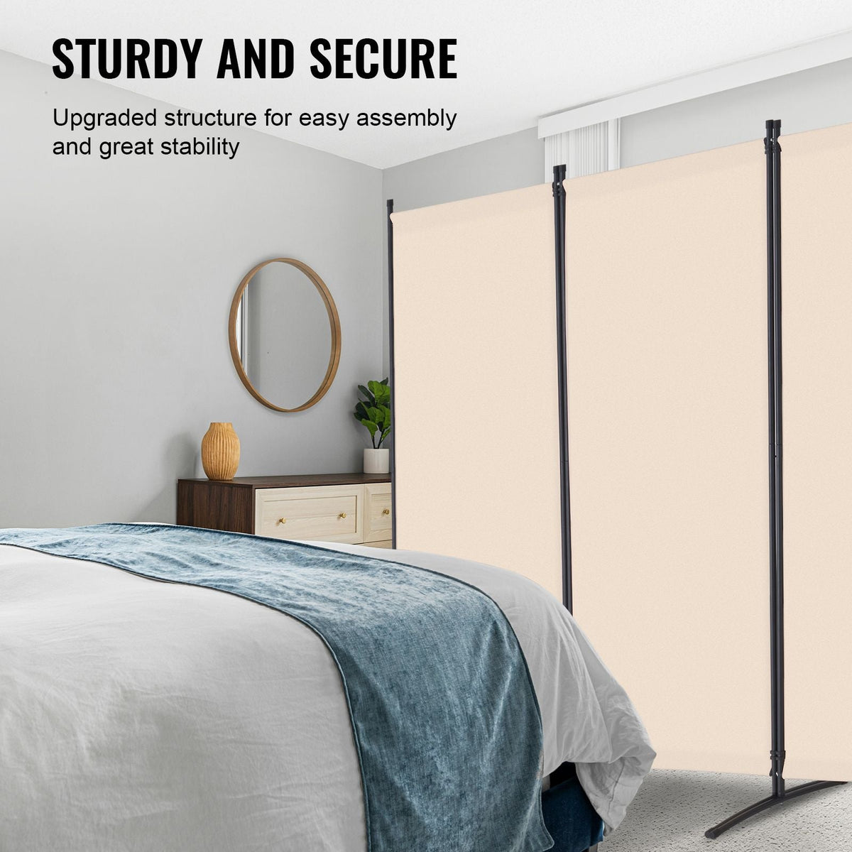 Room Divider, 4 Panel Room Divider, Folding Privacy Screen and Portable Partition Divider for Room Separation, Freestanding Room Partitions for Office, Bedroom, Study, Beige