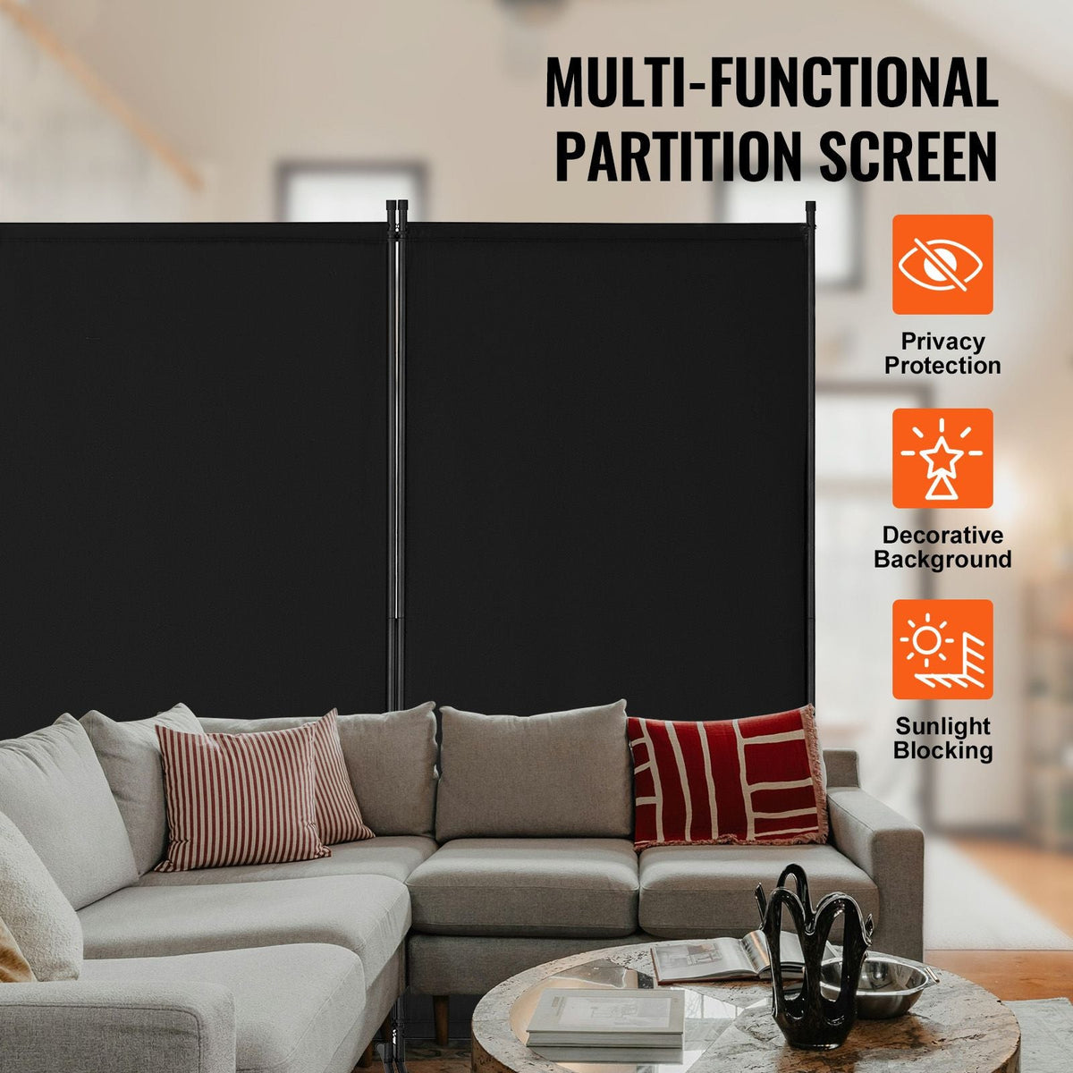 Room Divider, 4 Panel Room Divider, Folding Privacy Screen and Portable Partition Divider for Room Separation, Freestanding Room Partitions for Office, Bedroom, Study, Black