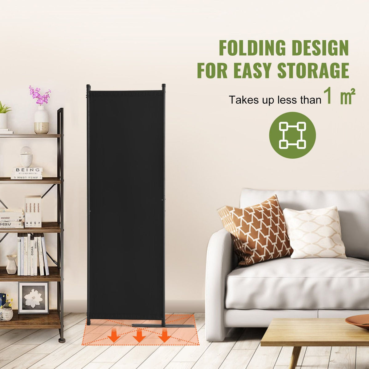 Room Divider, 4 Panel Room Dividers and Folding Privacy Screens, Fabric Partition Room Dividers for Office, Bedroom, Dining Room, Study, Freestanding, Black