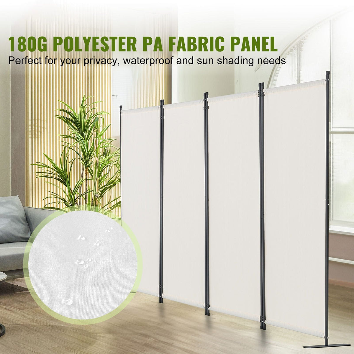 Room Divider, 4 Panel Room Dividers and Folding Privacy Screens, Fabric Partition Room Dividers for Office, Bedroom, Dining Room, Study, Freestanding, White