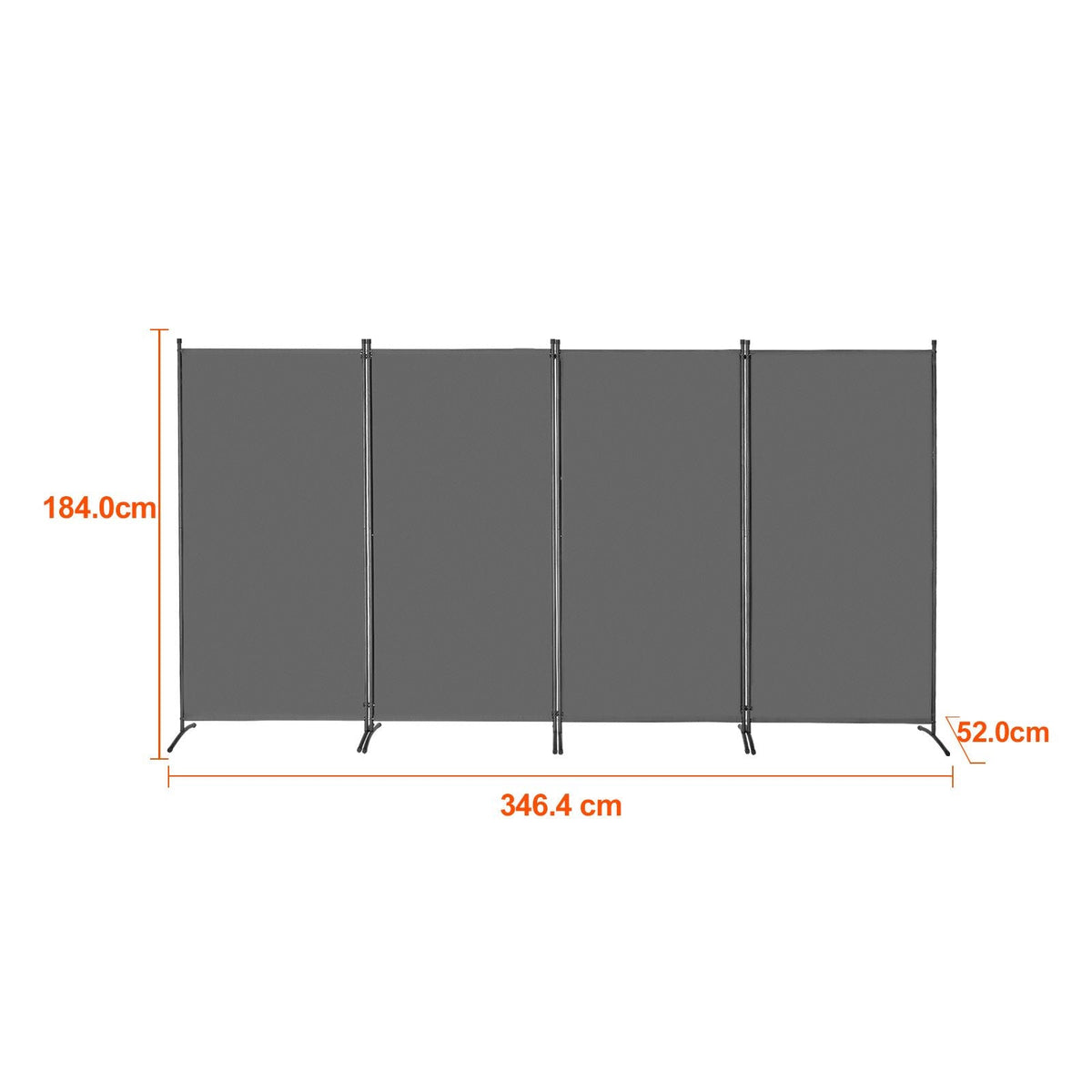 Room Divider, 4 Panels Room Divider, Folding Privacy Screen and Portable Partition Divider for Room Separation, Freestanding Room Partitions for Office, Bedroom, Study, Grey