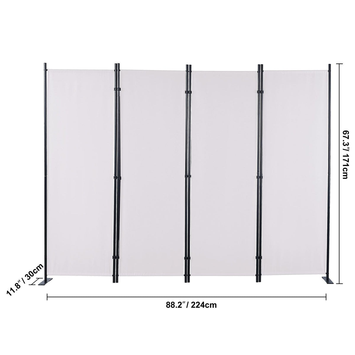 Room Divider, 5.6 ft Room Dividers and Folding Privacy Screens (4-panel), Fabric Partition Room Dividers for Office, Bedroom, Dining Room, Study, Freestanding, White