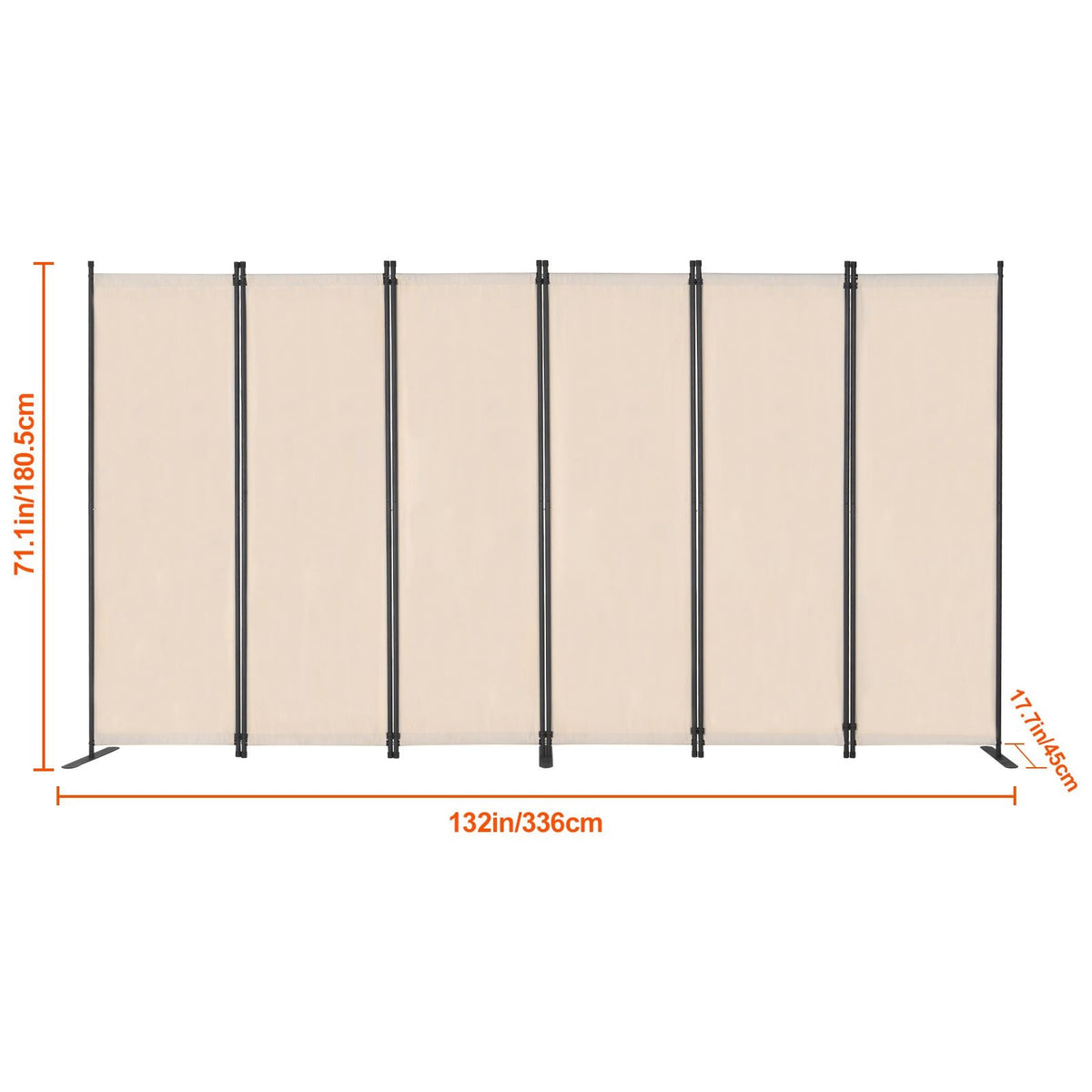 Room Divider, 6 Panel Room Divider, Folding Privacy Screen and Portable Partition Divider for Room Separation, Freestanding Room Partitions for Office, Bedroom, Study, Beige