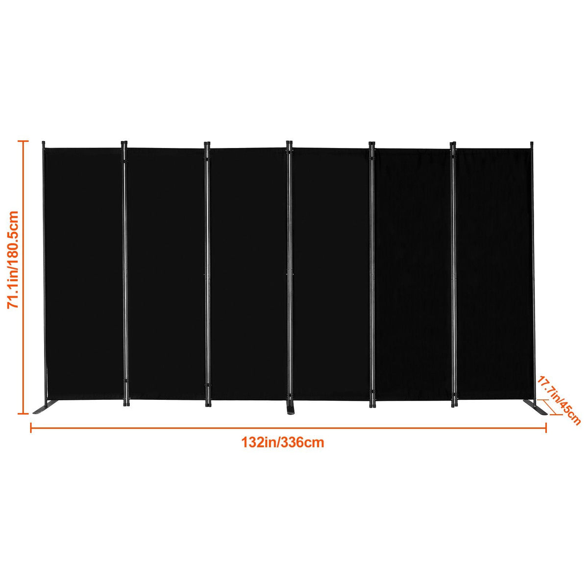 Room Divider, 6 Panel Room Divider, Folding Privacy Screen and Portable Partition Divider for Room Separation, Freestanding Room Partitions for Office, Bedroom, Study, Black