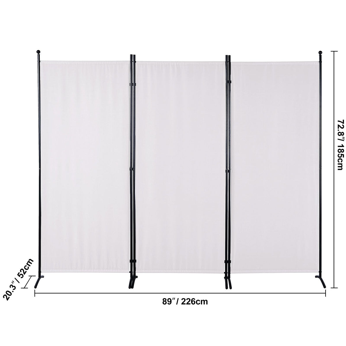 Room Divider, 6.1 ft Room Dividers and Folding Privacy Screens (3-panel), Fabric Partition Room Dividers for Office, Bedroom, Dining Room, Study, Freestanding, White