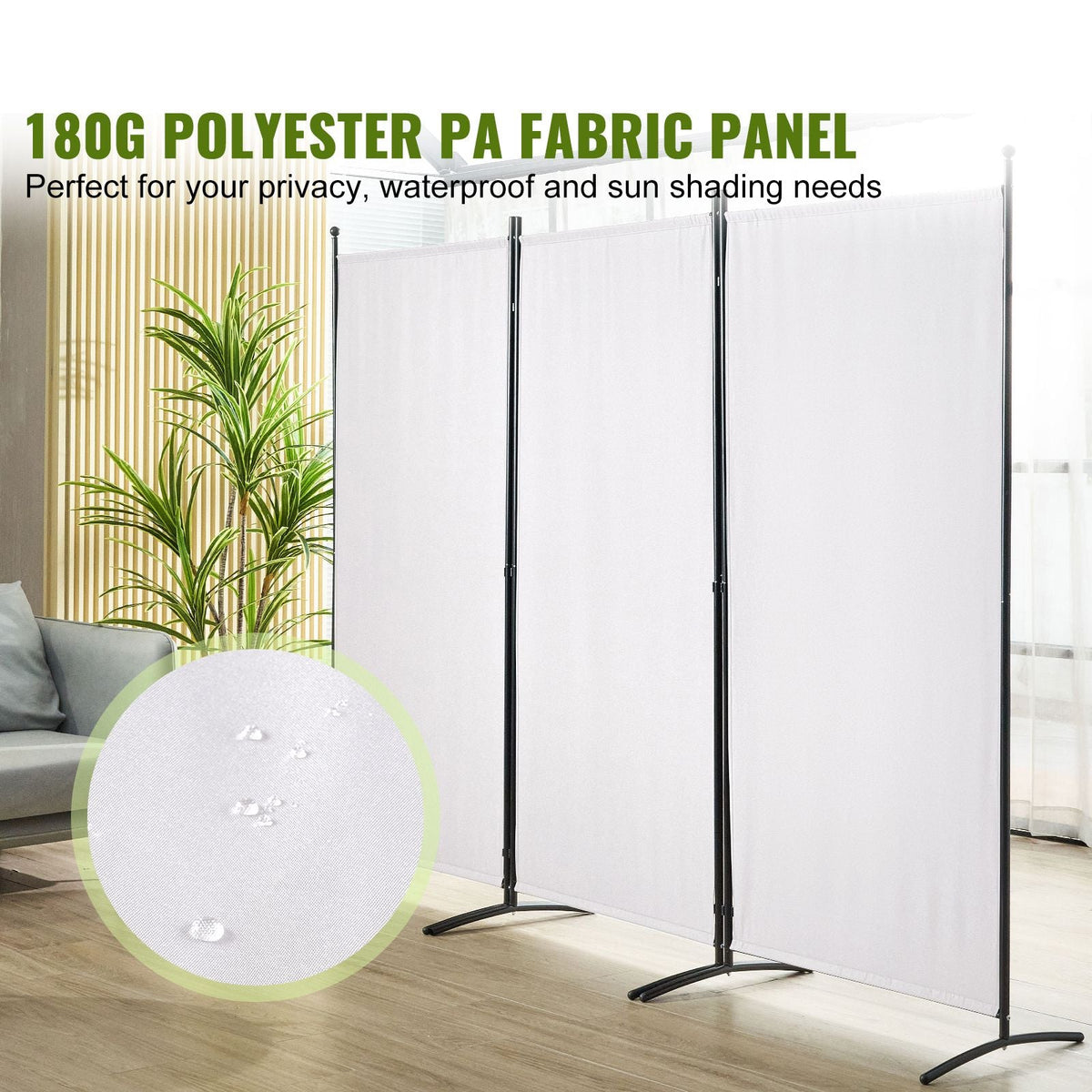 Room Divider, 6.1 ft Room Dividers and Folding Privacy Screens (3-panel), Fabric Partition Room Dividers for Office, Bedroom, Dining Room, Study, Freestanding, White