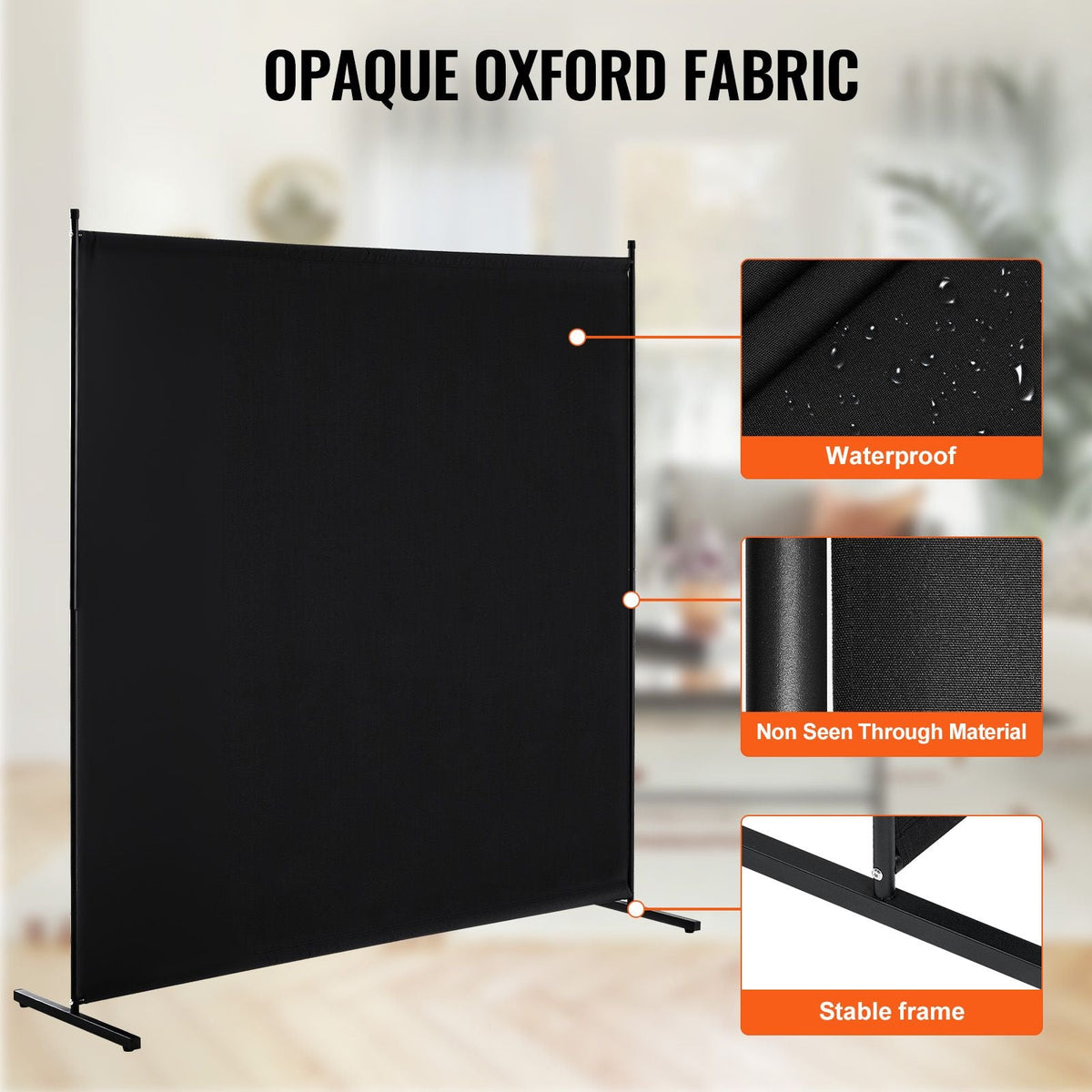 Room Divider, Single Panel Room Divider, 6FT Privacy Screen Indoor, Partition Divider for Room Separation, Freestanding Room Divider Panel for Office, Bedroom, Black
