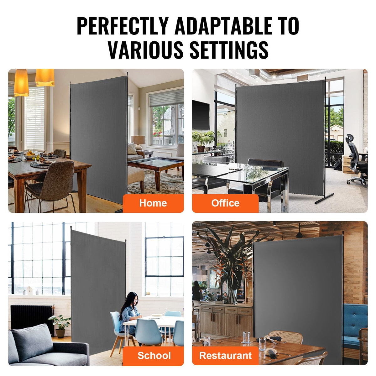 Room Divider, Single Panel Room Divider, 6FT Privacy Screen Indoor, Partition Divider for Room Separation, Freestanding Room Divider Panel for Office, Bedroom, Grey