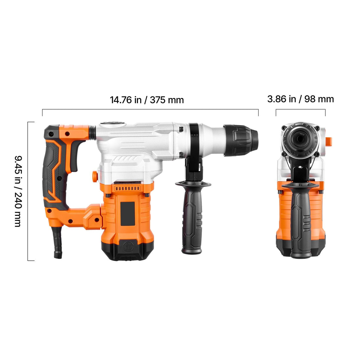 Rotary Hammer Drill, 1-1/8 in SDS-Plus Electric Corded Heavy Duty Rotary Hammer, Including 3 Drill Bits, Flat Chisel, Pointed Chisel, Grease, Brush, and Carrying Case, for Concrete and Masonry