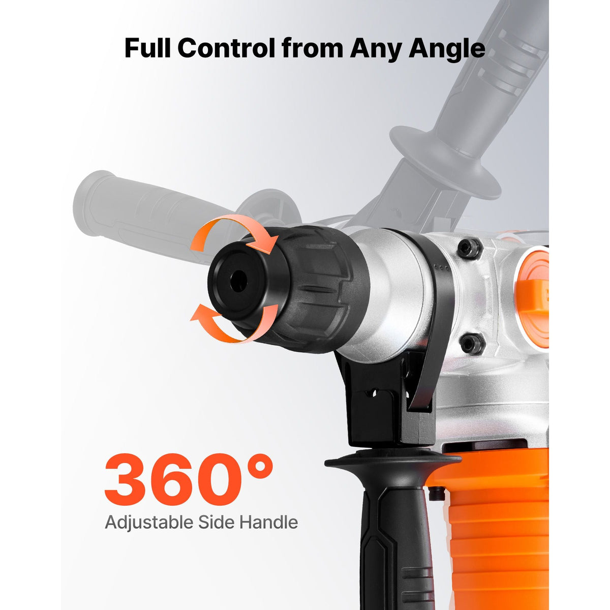Rotary Hammer Drill, 1-1/8 in SDS-Plus Electric Corded Heavy Duty Rotary Hammer, Including 3 Drill Bits, Flat Chisel, Pointed Chisel, Grease, Brush, and Carrying Case, for Concrete and Masonry