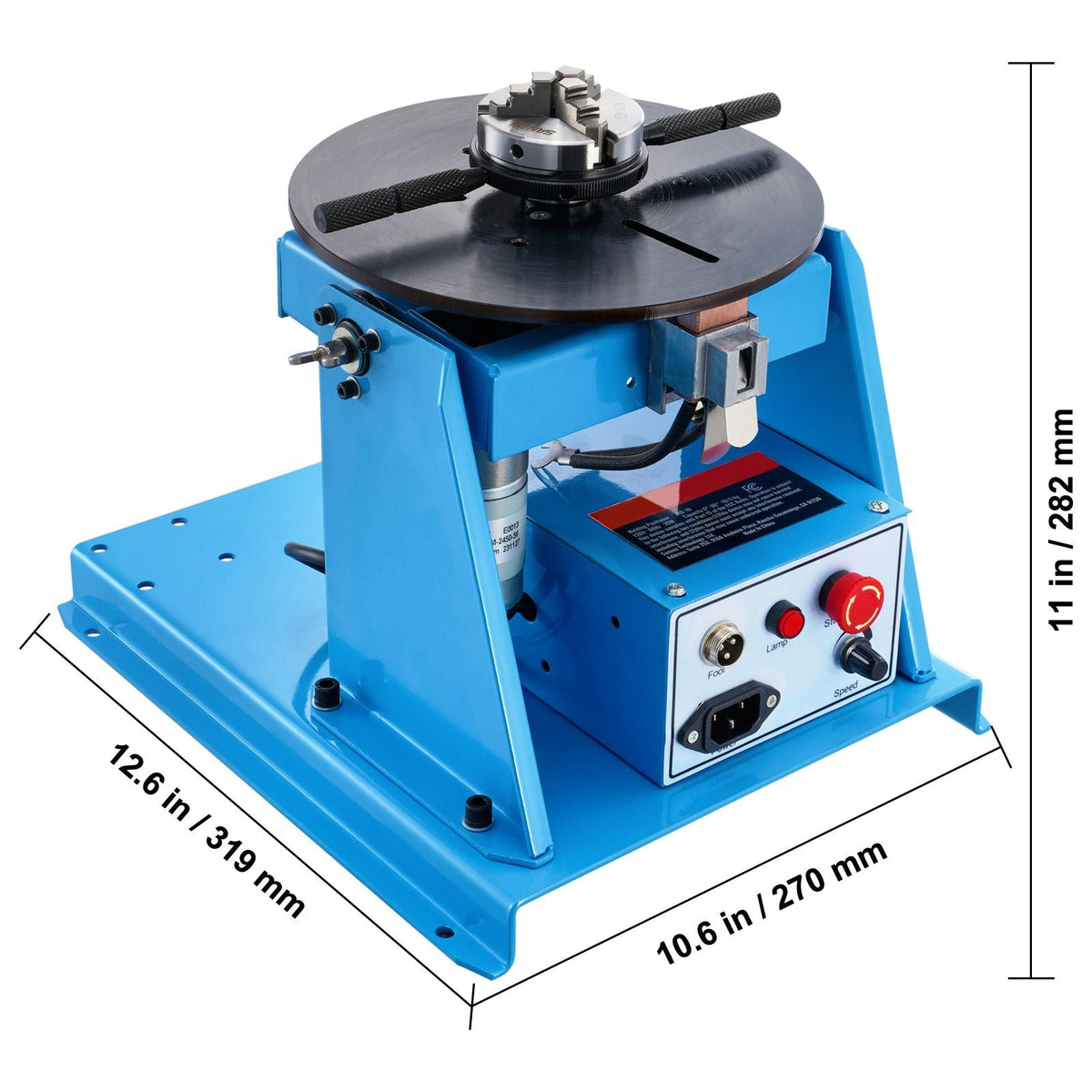 Rotary Welding Positioner 10KG, 0-90° Welding Positioning Turntable Table with 8.1 Inch 3-Jaw Lathe Chuck, 1-12 RPM 20W Portable Welder Positioning Machine for Cutting Grinding Assembly Testing