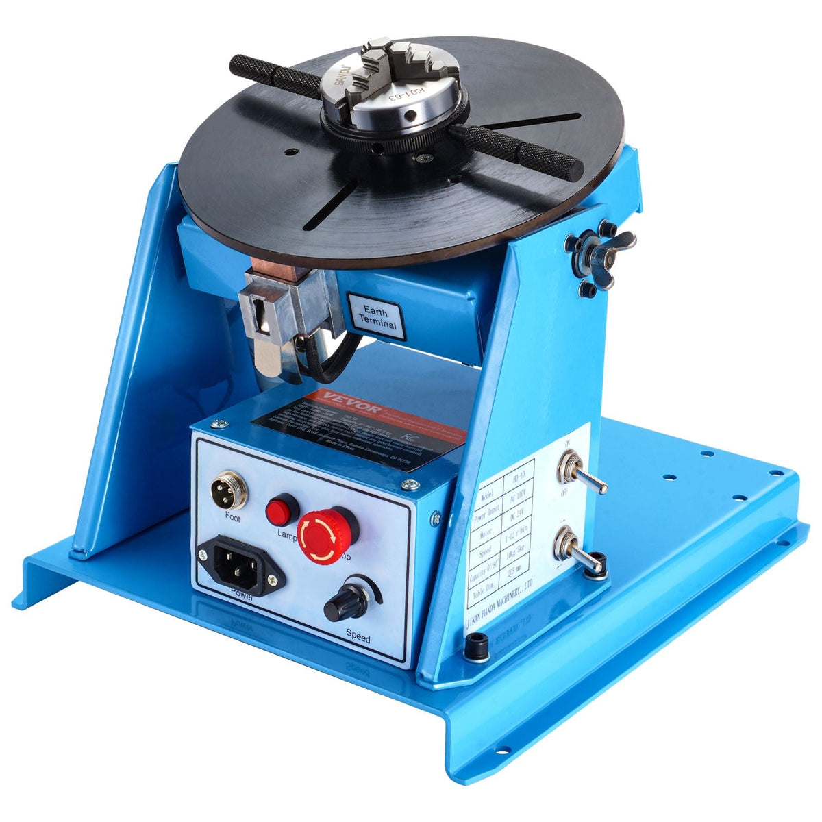 Rotary Welding Positioner 10KG, 0-90° Welding Positioning Turntable Table with 8.1 Inch 3-Jaw Lathe Chuck, 1-12 RPM 20W Portable Welder Positioning Machine for Cutting Grinding Assembly Testing