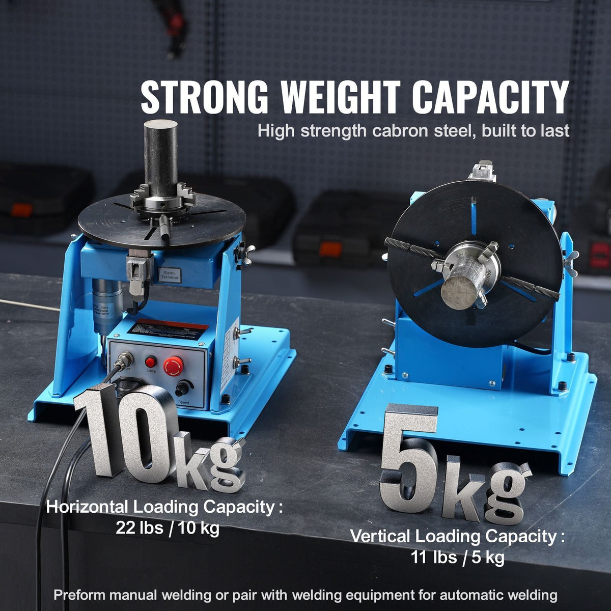 Rotary Welding Positioner 10KG, 0-90° Welding Positioning Turntable Table with 8.1 Inch 3-Jaw Lathe Chuck, 1-12 RPM 20W Portable Welder Positioning Machine for Cutting Grinding Assembly Testing