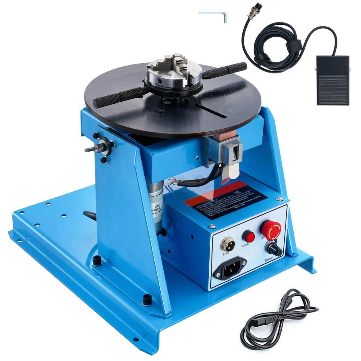 Rotary Welding Positioner 10KG, 0-90° Welding Positioning Turntable Table with 8.1 Inch 3-Jaw Lathe Chuck, 1-12 RPM 20W Portable Welder Positioning Machine for Cutting Grinding Assembly Testing