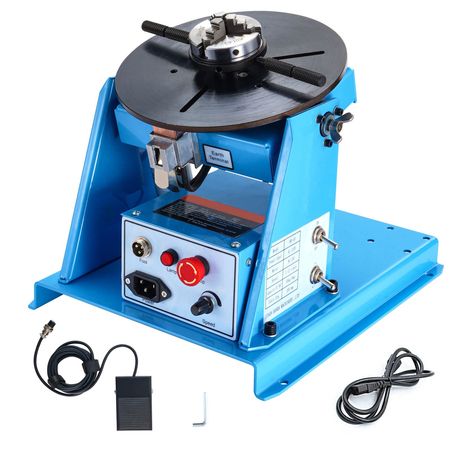 Rotary Welding Positioner 10KG, 0-90° Welding Positioning Turntable Table with 8.1 Inch 3-Jaw Lathe Chuck, 1-12 RPM 20W Portable Welder Positioning Machine for Cutting Grinding Assembly Testing