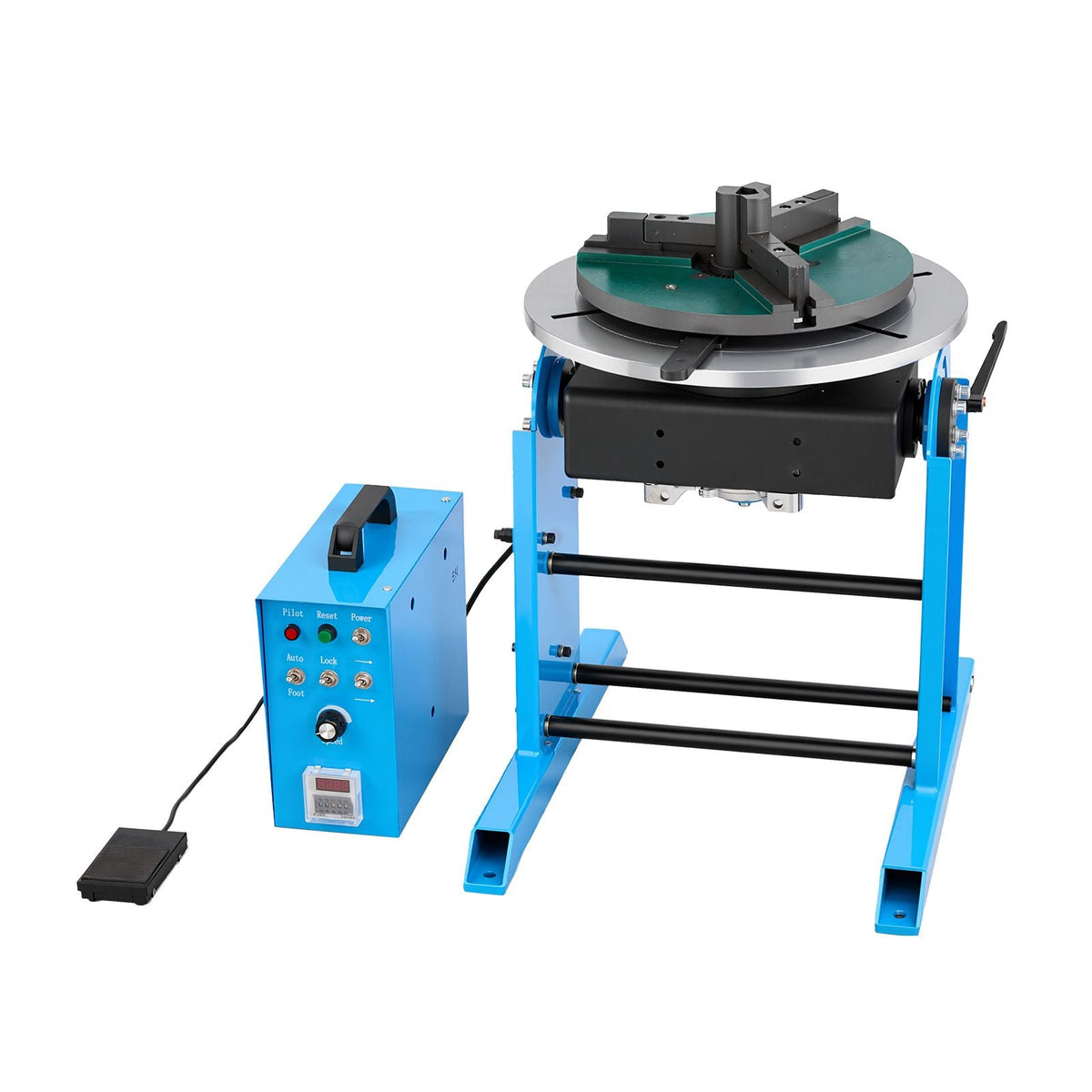 Rotary Welding Positioner, 441 lbs Load Capacity, -45° to 90° Tilt Angle Welding Positioner Turntable Table, 0.5-5 RPM Speed Control, Electric and Foot Pedal, for Cutting, Grinding, Assembly