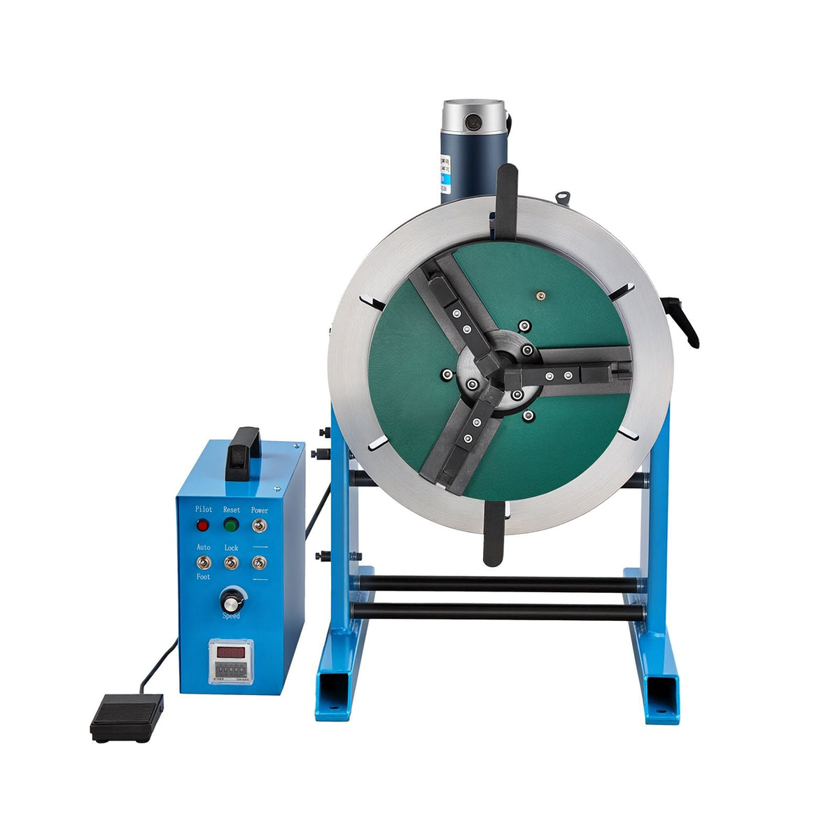 Rotary Welding Positioner, 441 lbs Load Capacity, -45° to 90° Tilt Angle Welding Positioner Turntable Table, 0.5-5 RPM Speed Control, Electric and Foot Pedal, for Cutting, Grinding, Assembly