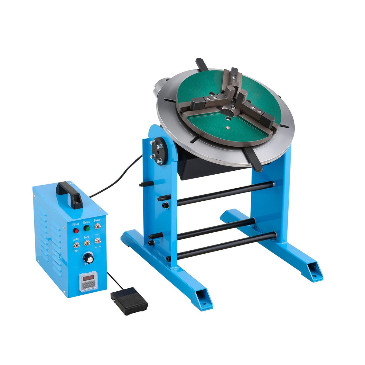 Rotary Welding Positioner, 441 lbs Load Capacity, -45° to 90° Tilt Angle Welding Positioner Turntable Table, 0.5-5 RPM Speed Control, Electric and Foot Pedal, for Cutting, Grinding, Assembly