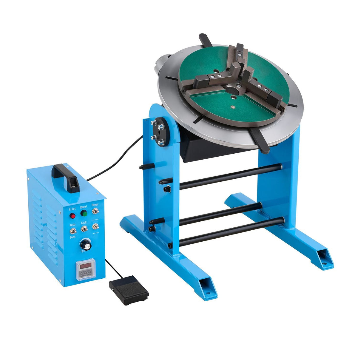 Rotary Welding Positioner, 441 lbs Load Capacity, -45° to 90° Tilt Angle Welding Positioner Turntable Table, 0.5-5 RPM Speed Control, Electric and Foot Pedal, for Cutting, Grinding, Assembly