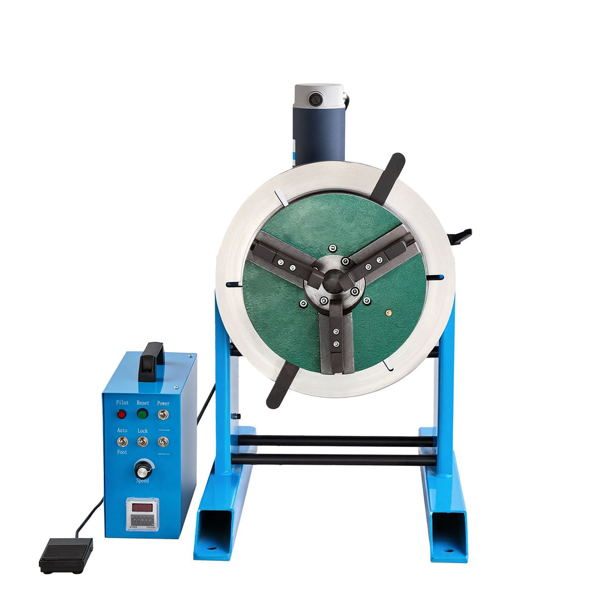 Rotary Welding Positioner, 661 lbs Load Capacity, -45° to 90° Tilt Angle Welding Positioner Turntable Table, 0.2-2.5 RPM Speed Control, Electric and Foot Pedal, for Cutting, Grinding, Assembly