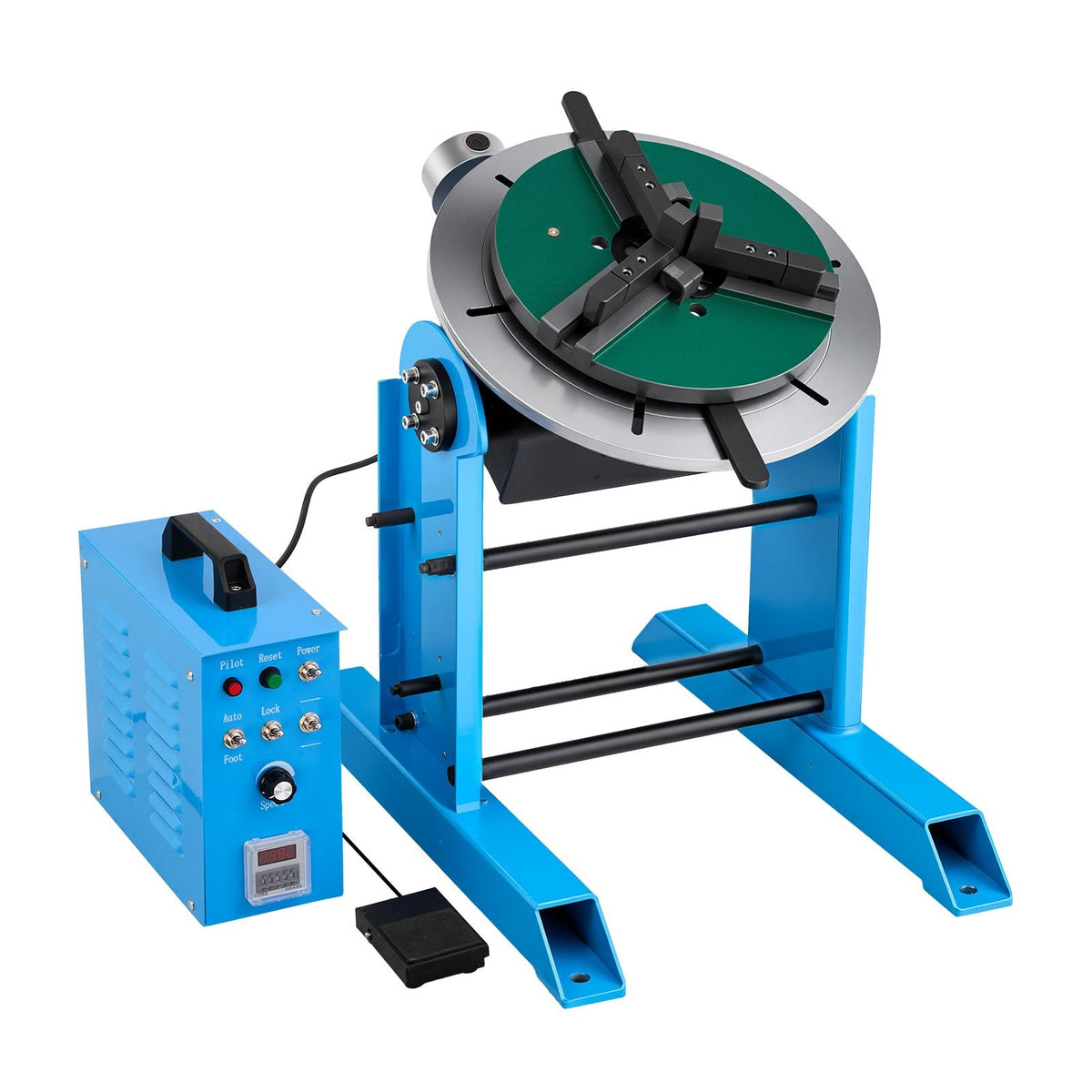 Rotary Welding Positioner, 661 lbs Load Capacity, -45° to 90° Tilt Angle Welding Positioner Turntable Table, 0.2-2.5 RPM Speed Control, Electric and Foot Pedal, for Cutting, Grinding, Assembly