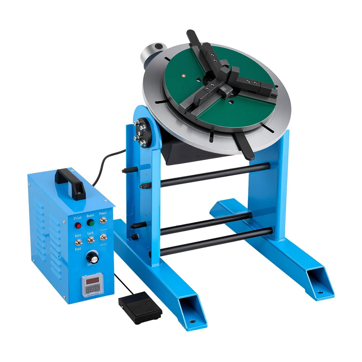 Rotary Welding Positioner, 661 lbs Load Capacity, -45° to 90° Tilt Angle Welding Positioner Turntable Table, 0.2-2.5 RPM Speed Control, Electric and Foot Pedal, for Cutting, Grinding, Assembly
