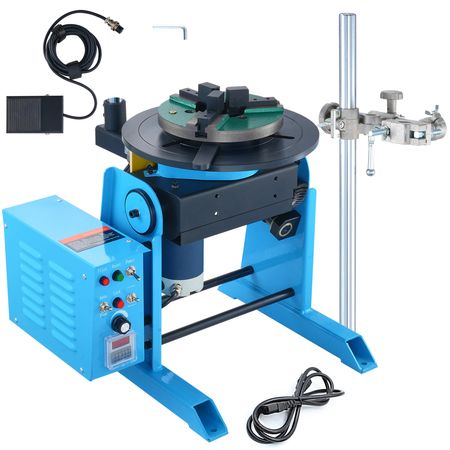Rotary Welding Positioner 66LBS / 30KG, 0-90° Welding Positioning Turntable Table 1-12RPM 80W, with 12.4 Inch 3-Jaw Lathe Chuck & Welding Torch Stand Holder for Cutting, Grinding, Assembly