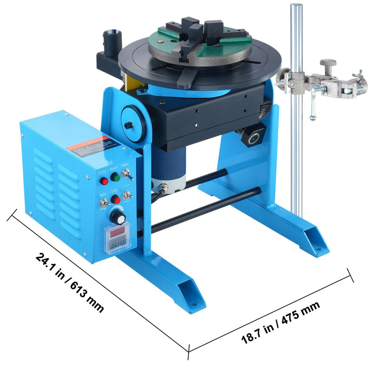 Rotary Welding Positioner 66LBS / 30KG, 0-90° Welding Positioning Turntable Table 1-12RPM 80W, with 12.4 Inch 3-Jaw Lathe Chuck & Welding Torch Stand Holder for Cutting, Grinding, Assembly