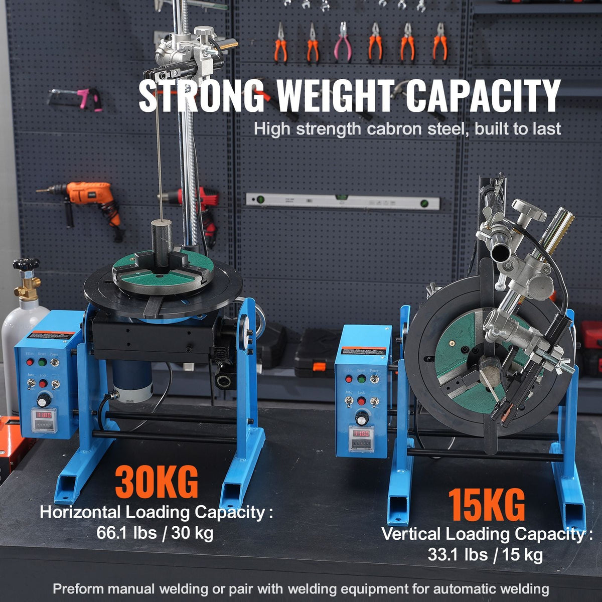 Rotary Welding Positioner 66LBS / 30KG, 0-90° Welding Positioning Turntable Table 1-12RPM 80W, with 12.4 Inch 3-Jaw Lathe Chuck & Welding Torch Stand Holder for Cutting, Grinding, Assembly