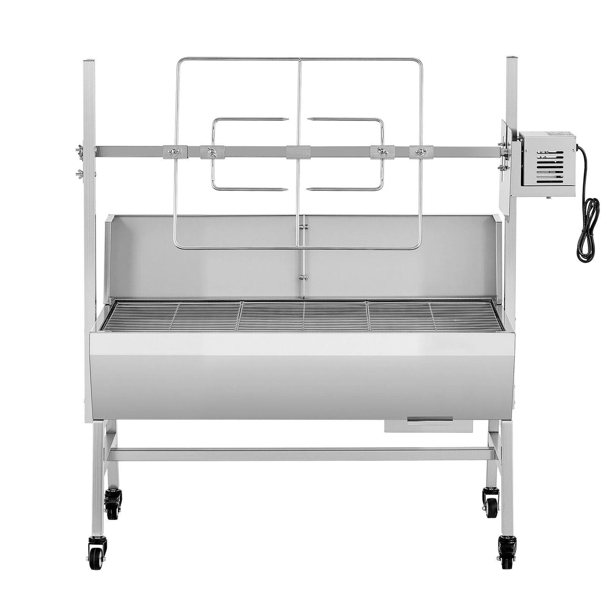 Rotisserie Grill, 38W BBQ Outdoor Pig & Lamb Spit Roaster, Charcoal Spit Roaster with 132 LBS Load Capacity & 7-Level Height, Stainless Steel Electric Rotisserie Grill Kit for Camping Outdoor