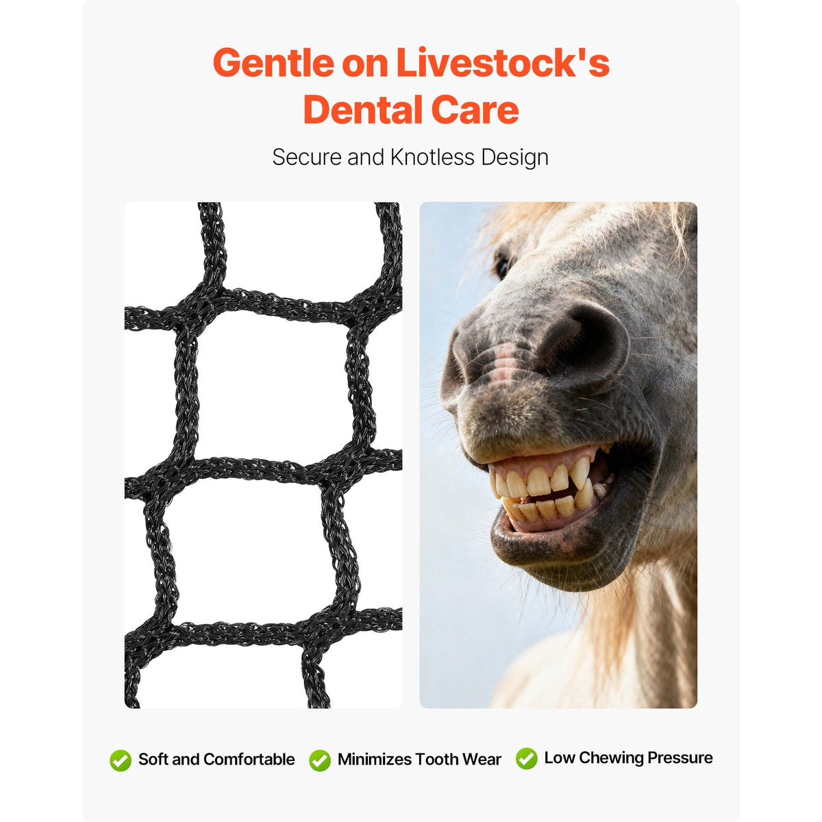 Round Bale Hay Net, 4.92 x 4.92 x 4.92 ft, 1.65 inch Holes, PE Material, Knotless Design, with Self-Locking Zip Ties, Needle Shuttle, and Repair Twine, Slow Feeder Round Bale Net for Horses