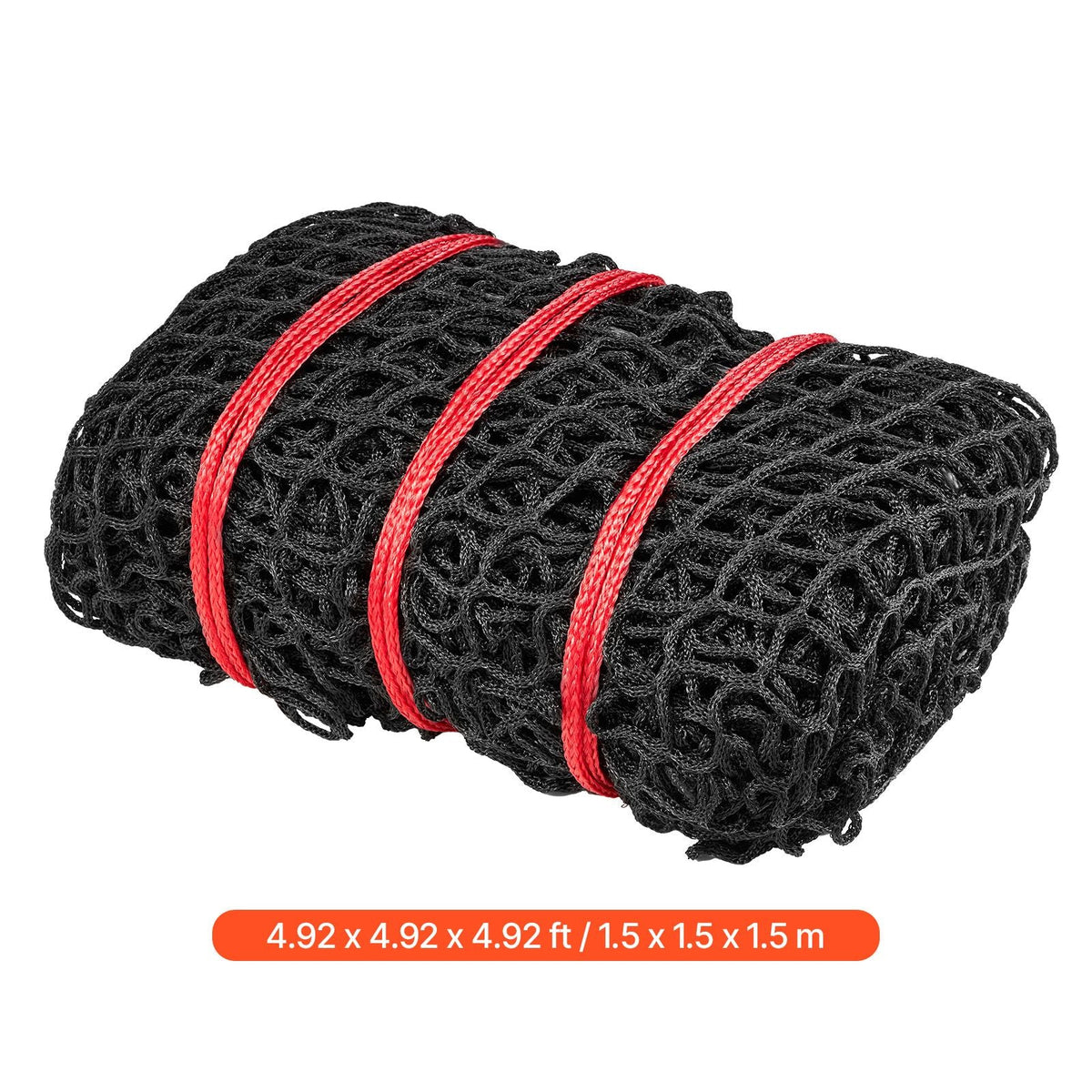 Round Bale Hay Net, 4.92 x 4.92 x 4.92 ft, 1.65 inch Holes, PE Material, Knotless Design, with Self-Locking Zip Ties, Needle Shuttle, and Repair Twine, Slow Feeder Round Bale Net for Horses