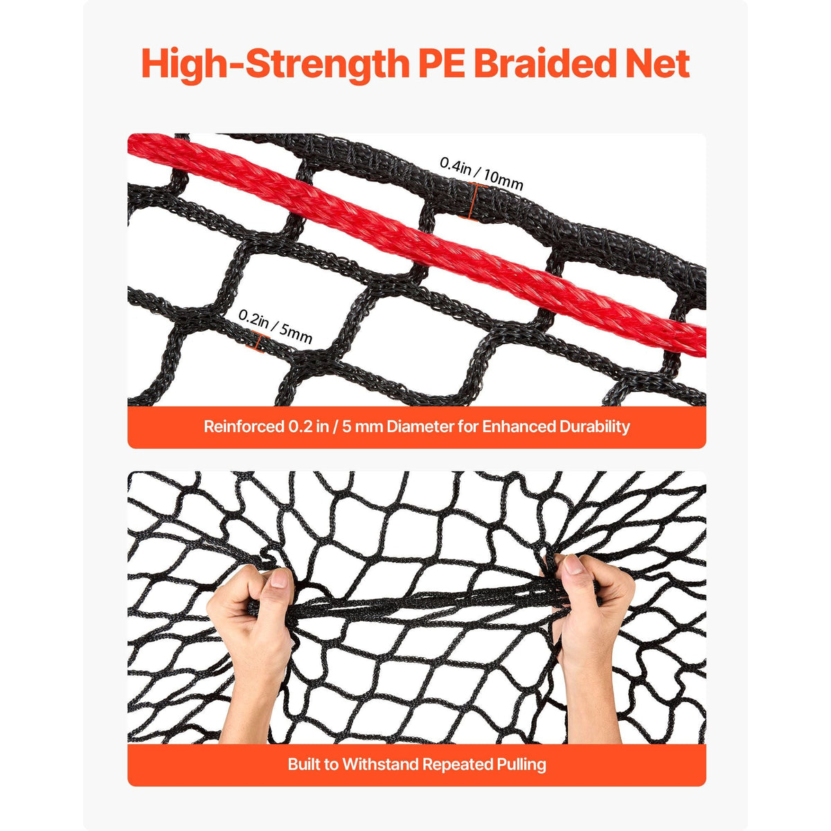 Round Bale Hay Net, 5.91 x 5.91 x 5.91 ft, 1.5 inch Holes, PE Material, Knotless Design, with Zip Ties, Needle Shuttle, Repair Twine and Storage Bag, Slow Feeder Round Bale Net for Horses