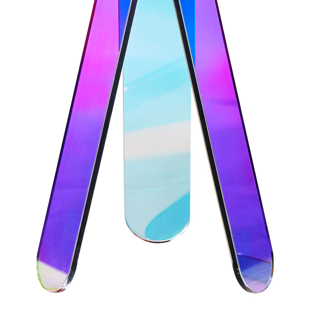 Round Iridescent Side Table, Acrylic End Table, Clear Rainbow Acrylic Coffee Table for Drink, Food, Snack used in Living Room, Bedroom, and Study