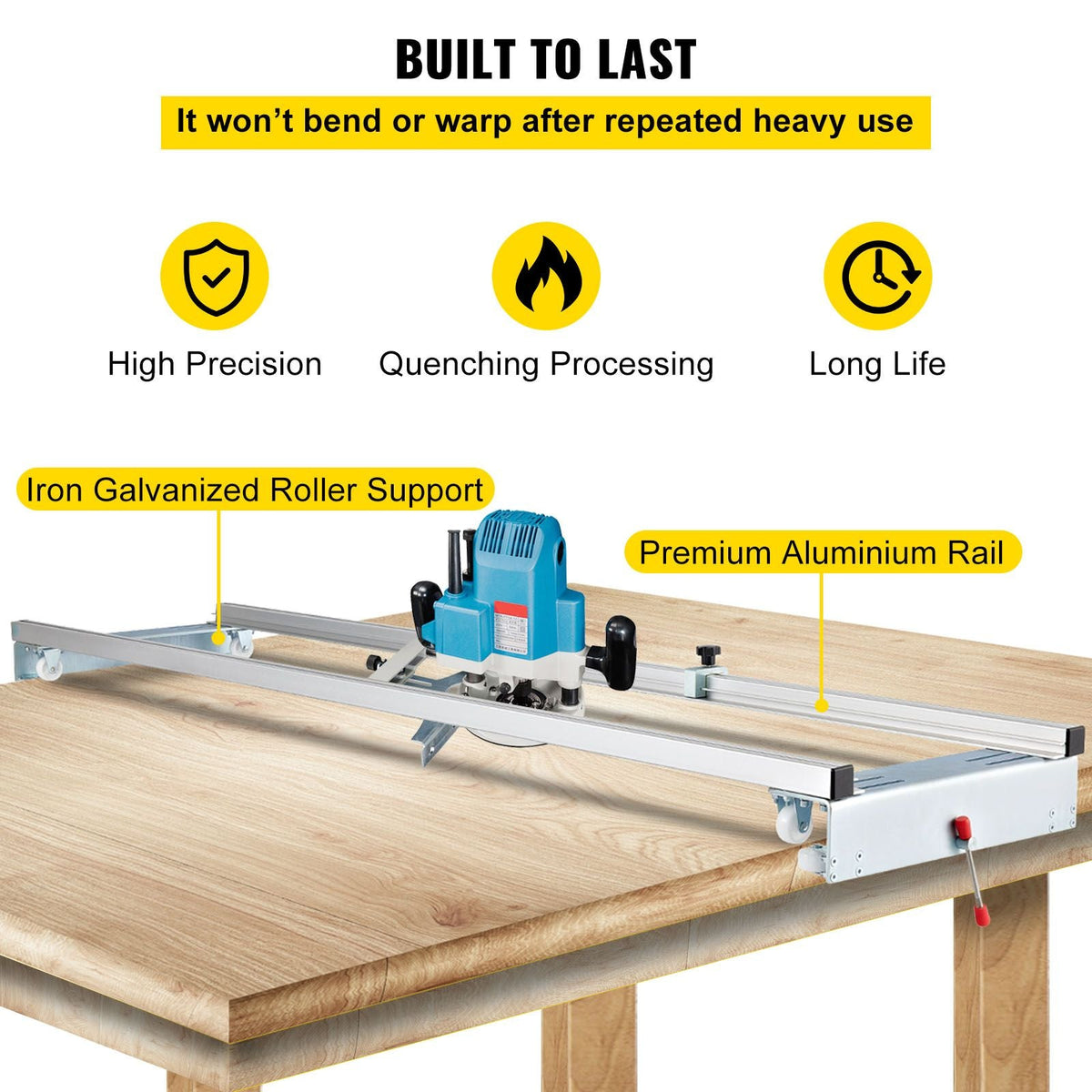 Router Sled, 60 inches / 152.4cm Width, Slab Guide Jig for Woodworking with Locking Function, Portable and Easy to Adjust, Trimming Planing Machine for Wood Flattening, Home DIY