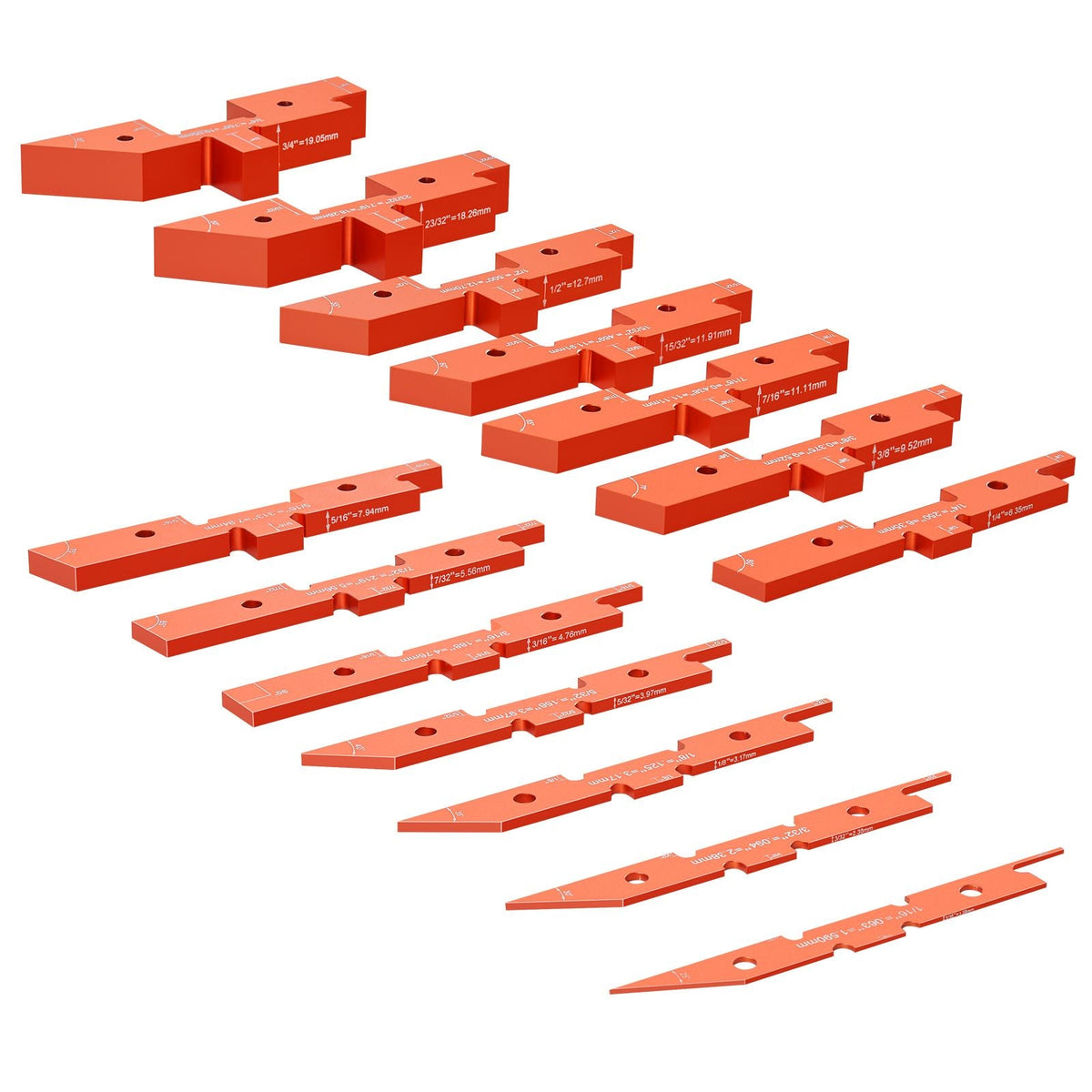 Router Table Adjustment Bars, 14-piece Set, Durable Aluminum Construction Blocks for Measuring Depths, Heights, and Angles, Includes Engraved Measurements and Carrying Case, Ideal for Router