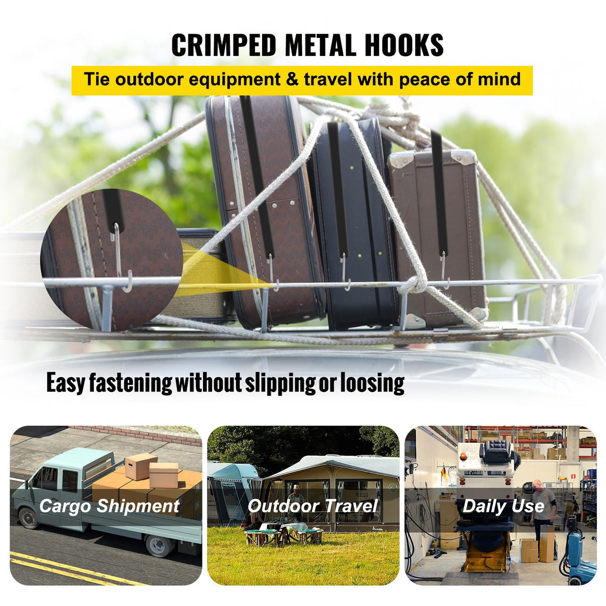 Rubber Bungee Cords, 53 Pack 21\" Long, Weatherproof Natural Rubber Tie Down Straps with Crimped S Hooks, Heavy Duty Outdoor Tarp Straps for Securing Flatbed Trailers, Canvases, Cargo, and More
