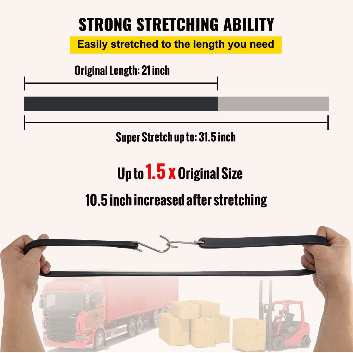 Rubber Bungee Cords, 53 Pack 21\" Long, Weatherproof Natural Rubber Tie Down Straps with Crimped S Hooks, Heavy Duty Outdoor Tarp Straps for Securing Flatbed Trailers, Canvases, Cargo, and More
