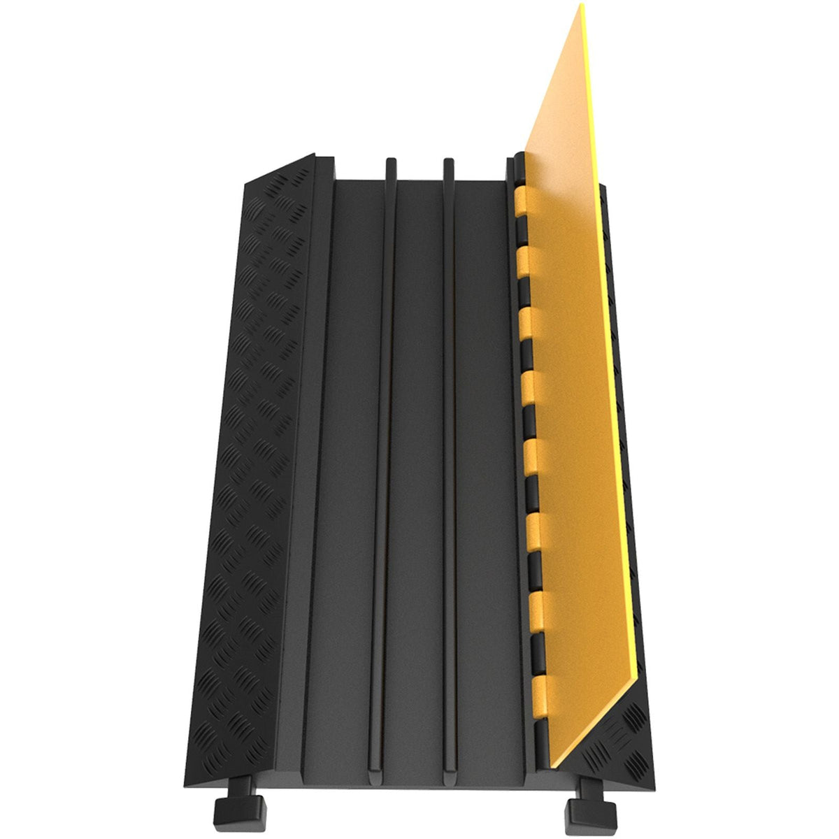 Rubber Cable Guard, 3-Channel, 2 x 2.3 in - Durable Cord Protection Ramp for Driveways, 6600 lbs Capacity