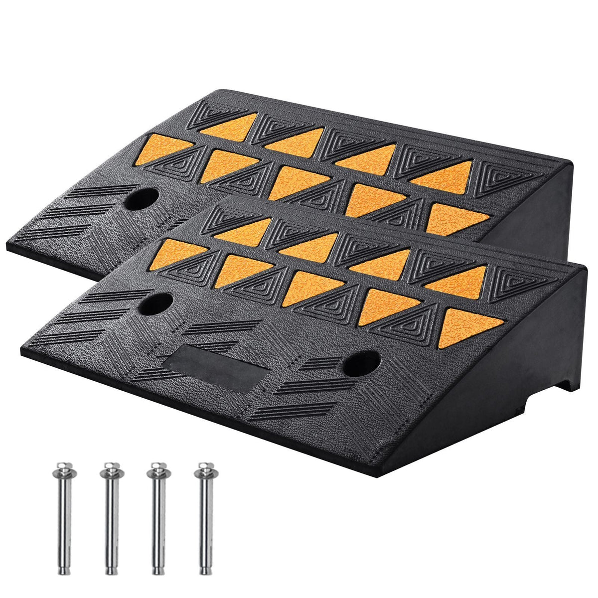 Rubber Curb Ramp 2 Pack, 5" Rise Height Heavy-Duty 33069 lbs/15 T Capacity Threshold Ramps, Driveway Ramps with Stable Grid Structure for Cars, Wheelchairs, Bikes, Motorcycles